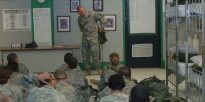 Drill sergeant in classroom