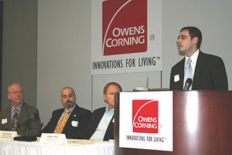 International Trade Specialist Ryan Mulholland speaks at the Forum on Energy Efficiency in Manufacturing at Owens Corning in Toledo, Ohio