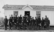 Members of the 107th African-American Infantry pose for a picture on Fort Corcoran, Va., Nov., 1865. Library of Congress photo