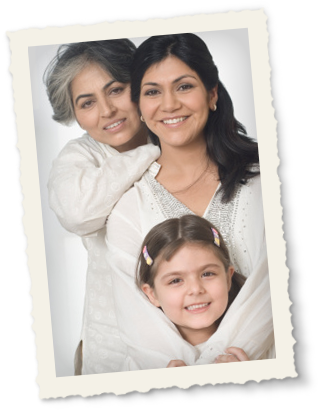 Photo of three generations of women from one family.