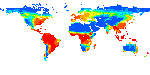 Modeled Average Net Primary Productivity - One Degree Resolution