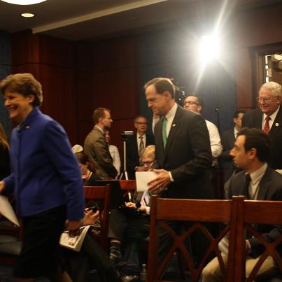 Photo: On my way to the sugar press conference with Senator Jeanne Shaheen and Congressman Joe Pitts.