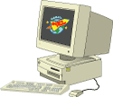 Pequeños caricatura de un ordenador.