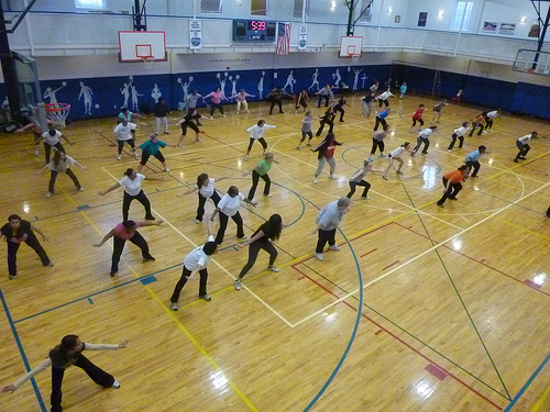 Promoting fun physical activity, First Baptist Church in Sanford hosts an exercise class open to the entire community.