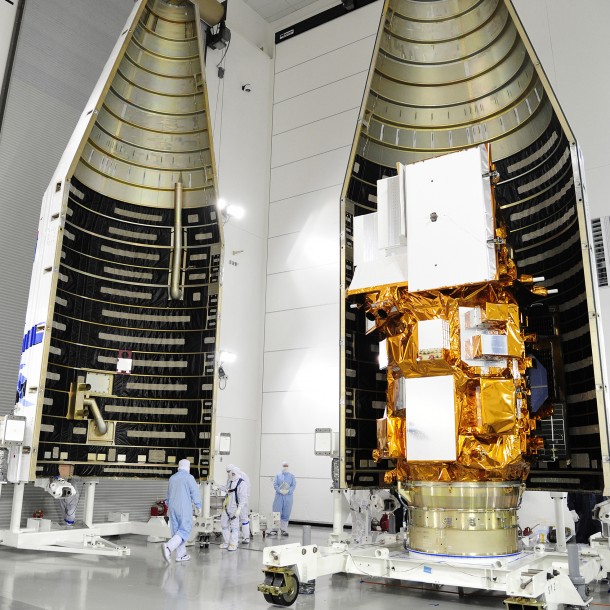 Technicians pack-up and prepare NASA's Landsat Data Continuity Mission (LDCM) satellite for its scheduled launch on Monday, Feb. 11th at 1800 UTC (Photo: NASA) 