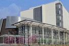 Photo of artist's rendering of new WMU medical school building.