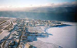 An aerial shot of Barrow, Alaska.