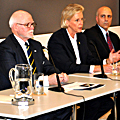 (left to right) Chips Stewart, Chief Jane Castor, and Deputy Chief Benson Fairow