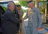 FORT MCPHERSON, Ga. (April 12, 2010) - Lt. Gen. William G. Webster, Third Army commanding general, greets the Honorable Joseph W. Westphal, under secretary of the Army, during a tour of Third Army’s headquarters at Fort McPherson, Ga., April 12. During his visit, Westphal was briefed on Operation Nickel II, which is Third Army’s support of the drawdown from Iraq and subsequent buildup in Afghanistan. Photo by Sgt .Beth Lake, Third Army Public Affairs. VIRIN: 100412-A-0564L-027