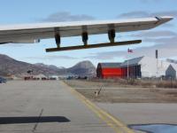 NASA’s P-3B aircraft parked on the airstrip in Kangerlussuaq, Greenland.