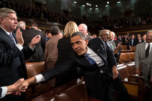 President Barack Obama Reaches to Shake Hands