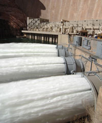 photo: water released from Glen Canyon river outlet tubes - 2008 HFE