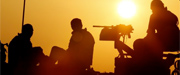 Israeli soldiers at sunset