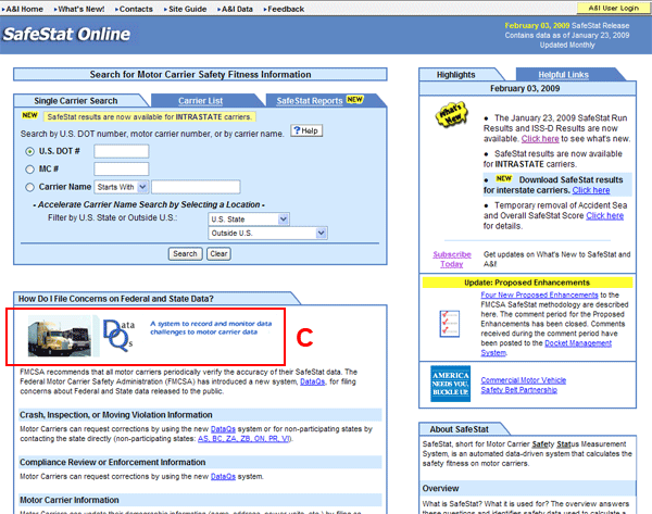 To access the DataQs system, users can log into the DataQs login page from SafeStat Online.