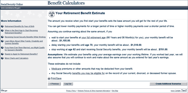 Your Retirement Benefit Estimate