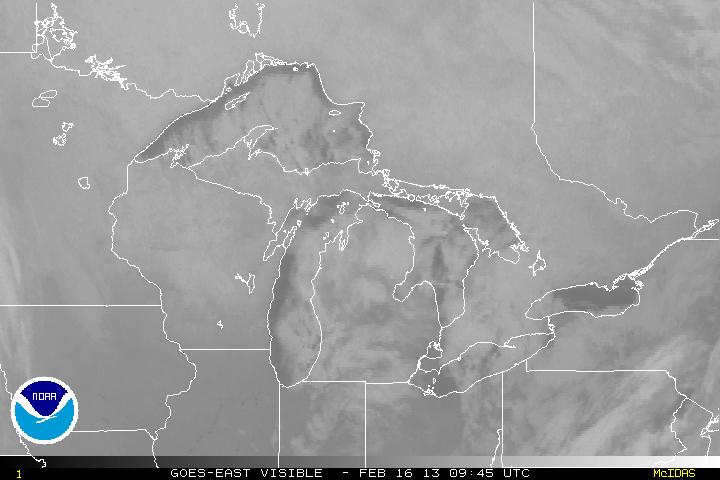 Visible Satellite Image Centered on the Great Lakes
