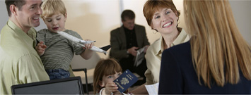 Una familia viajando