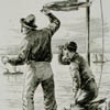 drawing of men on shore 