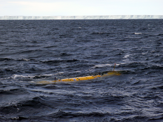 Robotic sub in the water.