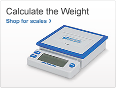 Calculate the Weight. Shop for scales. Photo of USPS branded post scale