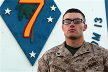 Lance Cpl. Adam Henderson, a 19-year-old native of Clark, S.D., and the chaplain