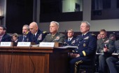 Army Gen. Frank Grass, the chief of the National Guard Bureau, right, testifies to the Senate Armed Services Committee on the impact on the Defense Department of sequestration and a yearlong continuing resolution at the Dirksen Senate Office Building in Washington, D.C., on Feb. 12, 2013. (Army National Guard photo by Sgt. 1st Class Jim Greenhill)