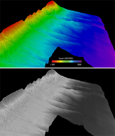 Oblique view of the continental slope of Georges Bank