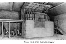 A drawing of Chicago Pile-1, where the first man-made nuclear chain reaction took place on Dec. 2, 1942 beneath the stands of the University of Chicago’s football field.