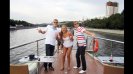 The American and Russian swimmers take a boat tour of Moscow, Russia.