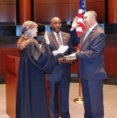 Congressman Clay sworn in for his 7th term by Chief U.S. District Judge Catherine Perry