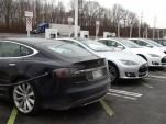 Tesla Road Trip from MD to CT, Feb 2013 - Tesla Model S cars at Delaware SuperCharger location