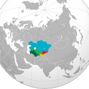 Map of the Central Asian Republics and thier position on their globe.