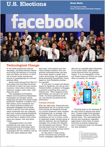 Pamphlet cover showing President Obama speaking at Facebook headquarters