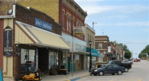 Downtown Postville looks like Anytown U.S.A., until you look more closely.  (AP Photo/Nigel Duara)