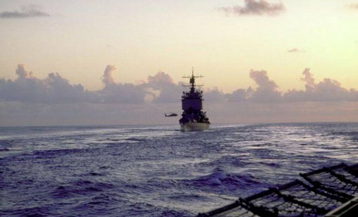 A more fitting final photo of the U.S.S. Long Beach.  (Thoraf Doring, U.S. Navy)