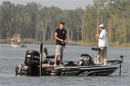 Marine Sgt. Brandon Didde, participates in the AHERO wounded Warrior fishing trip September17, 2011 in Shorter Ala. During the trip members from around the Shorter community volunteered their boats and property to host the weekend event.