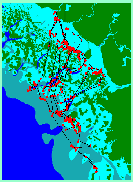 GPS locations for Santina, Aug 2001 - click to enlarge