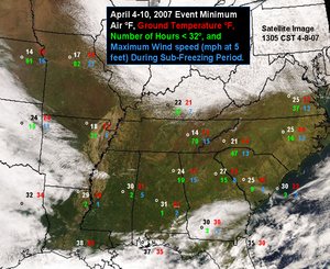 Apr07 Temperatures in the SE U.S.