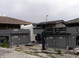 Centralized chillers and glycol reservoir.