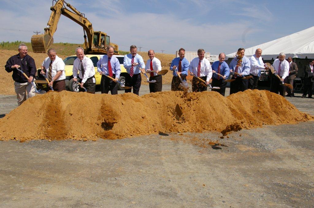 Chris and other elected officials at the groundbreaking ceremony for Johnson Controls