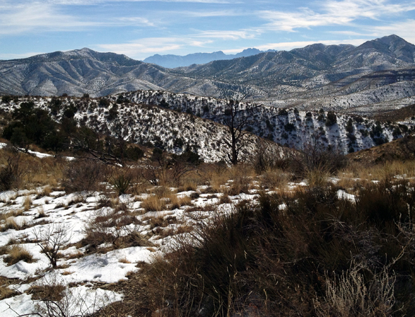 Refuge view during January 2013 snowfall. Photo taken by K. Cobble, Refuge Manager