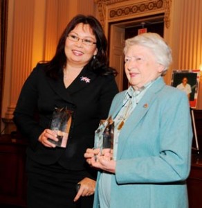MAJ L. Tammy Duckworth (left) was inducted into the Army Women’s Foundation Hall of Fame March 17.