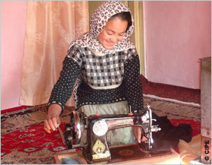 A participant in the Tashabos Youth Entrepreneurship Education Program in Afghanistan