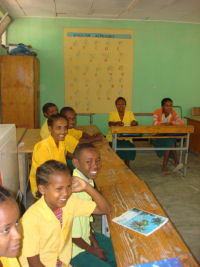 Boys and girls in classroom