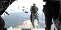 Airborne soldiers jumping