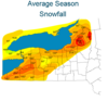 Average Season Snowfall Map