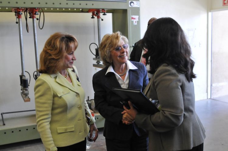 Senator Boxer meets with Los Angeles Community College District Board of Trustees member Georgia Mercer. And LATTC Dean of Workforce and Economic? Development, Leticia Barajas.