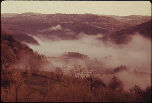 Documerica photo by Jane Cooper. East Randolph Vermont Valley 5/1974