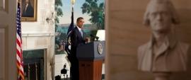 President Obama during a speech on Iran at the White House 