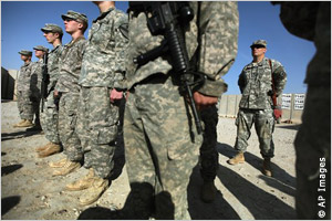 U.S. troops standing in formation ( AP Images)